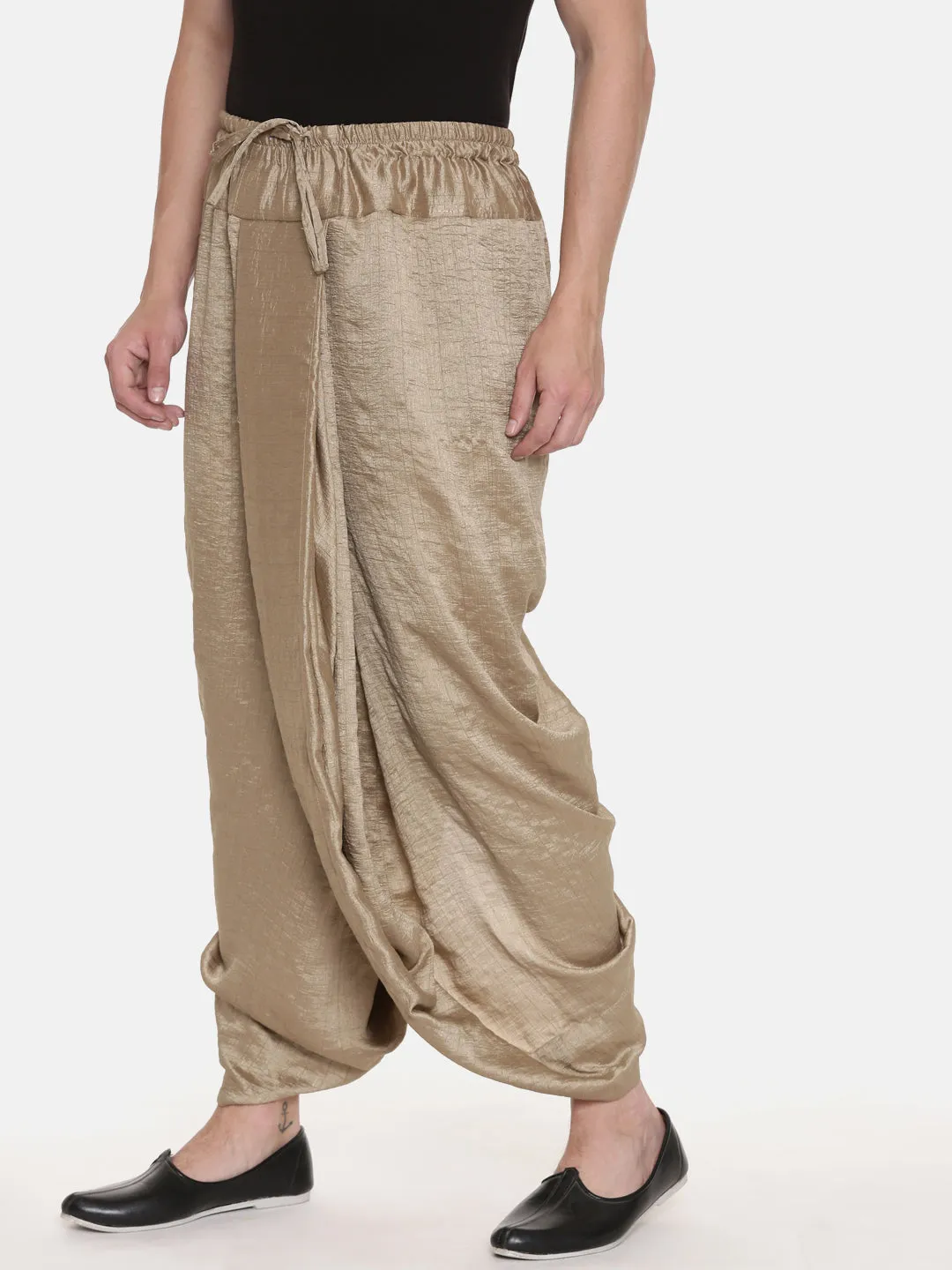 Designer Dhoti Pants in Gold Slub Silk - MMDHOTI010