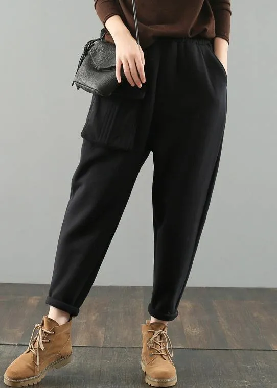 DIY women's black Gifts pockets harem pants