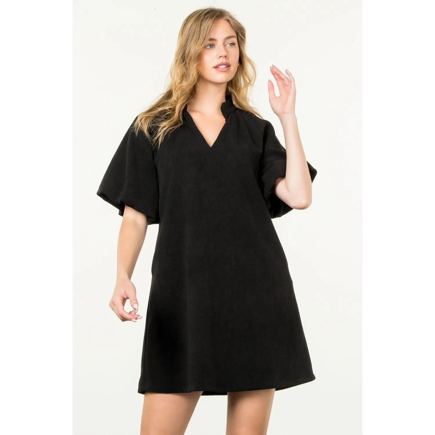 Ellie Puff Sleeve Corduroy THML Dress