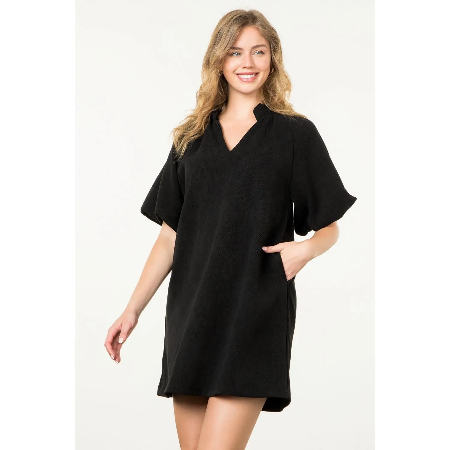 Ellie Puff Sleeve Corduroy THML Dress