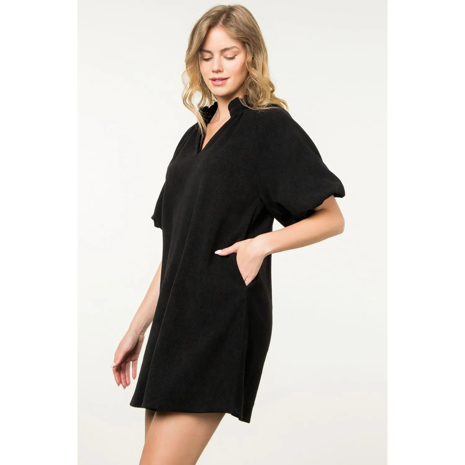 Ellie Puff Sleeve Corduroy THML Dress