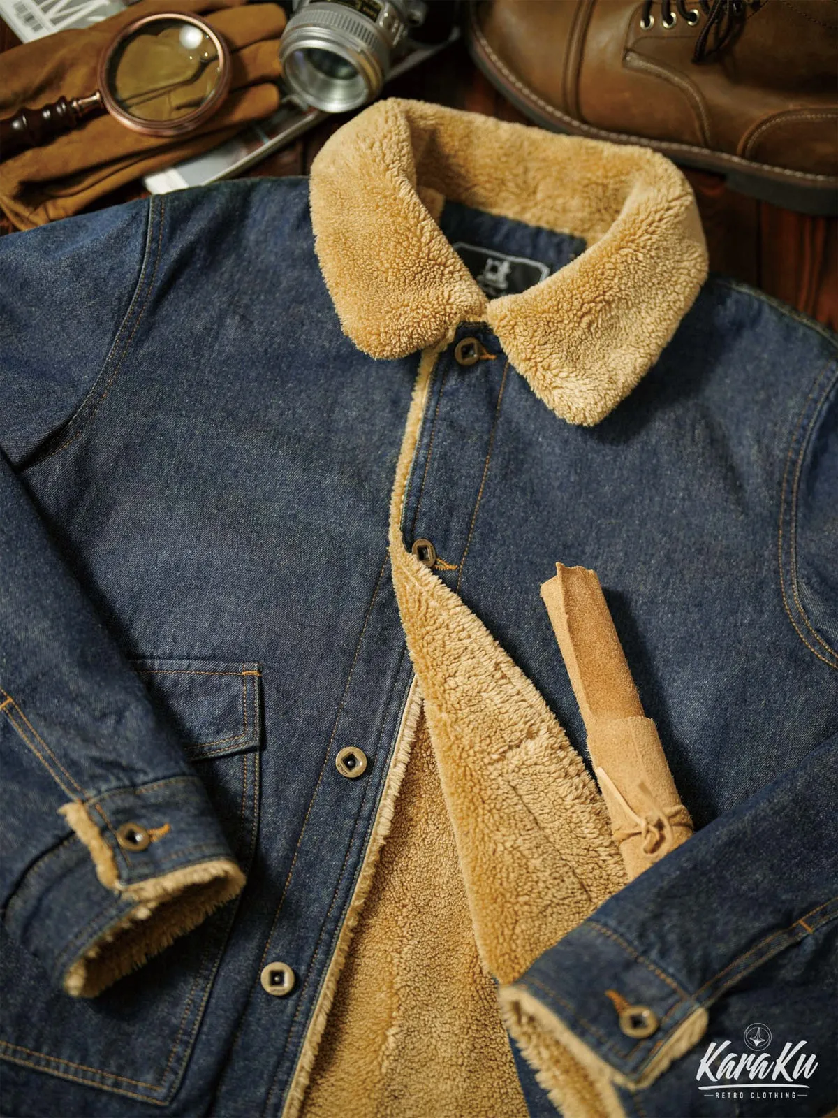 Faux Fur-Lined Denim Sherpa Jacket