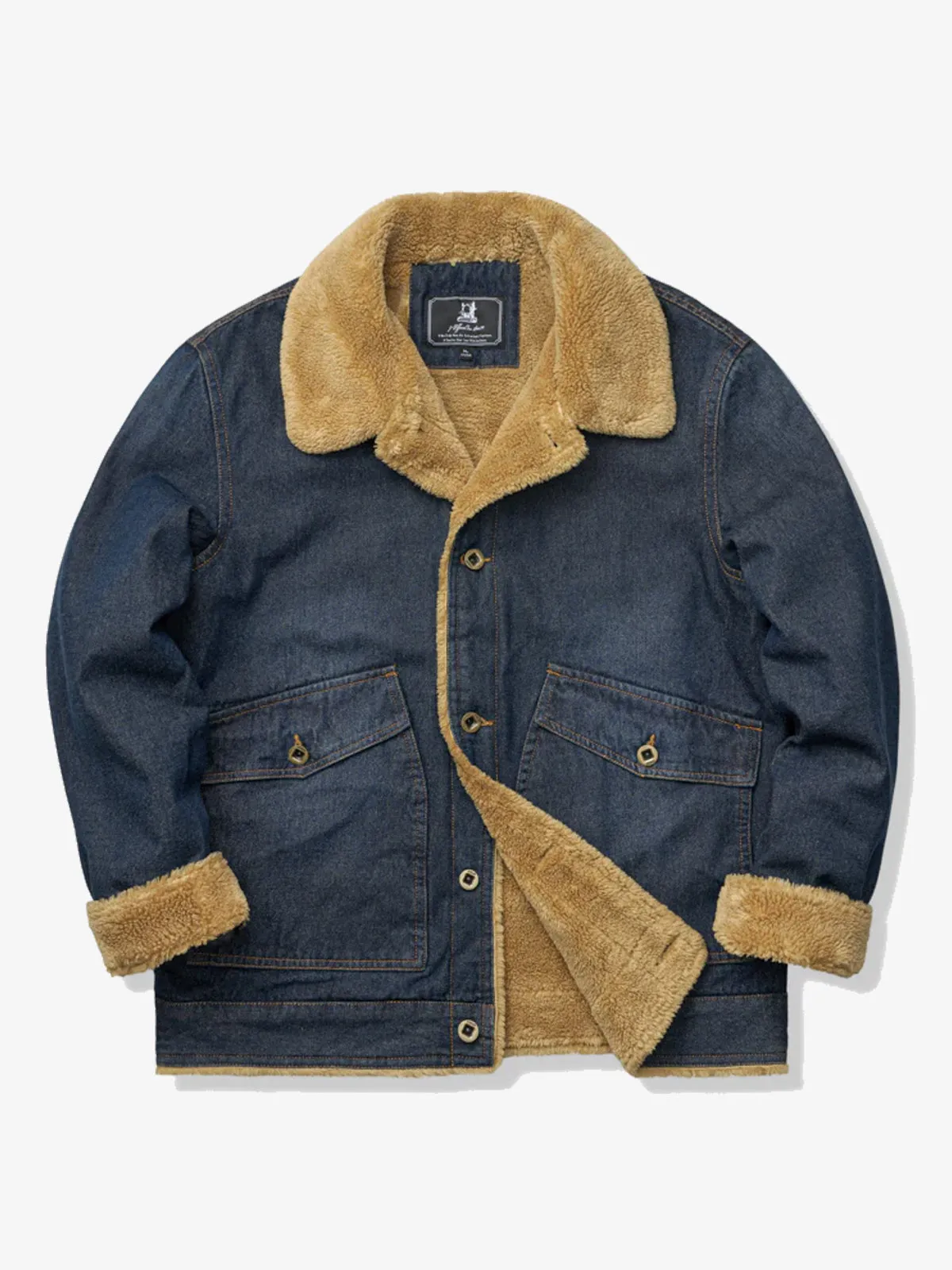 Faux Fur-Lined Denim Sherpa Jacket