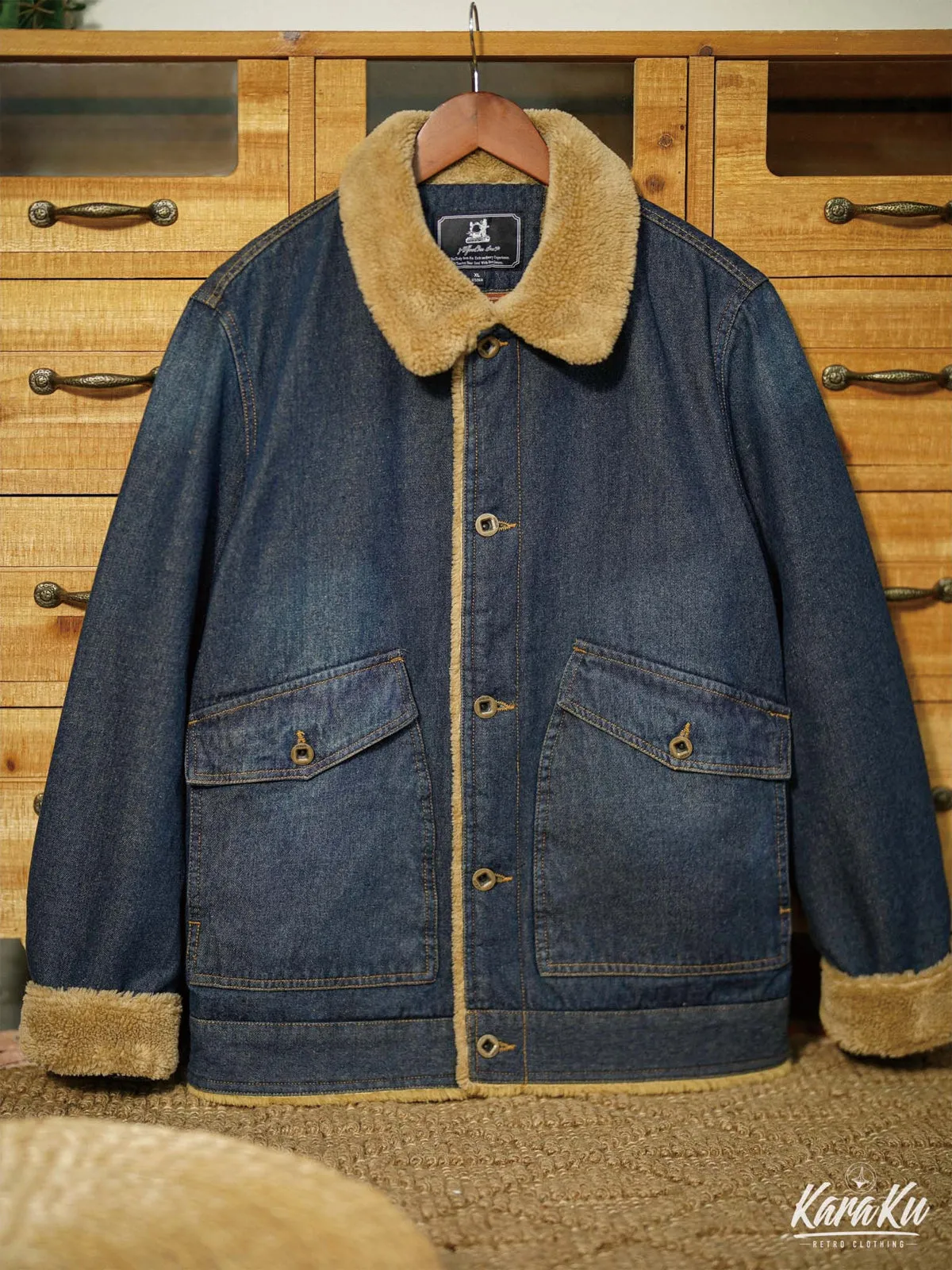 Faux Fur-Lined Denim Sherpa Jacket