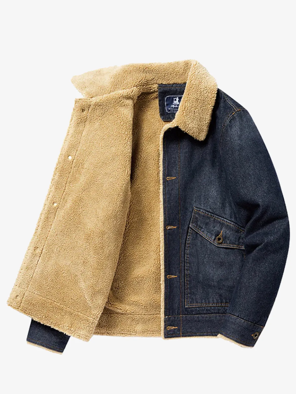 Faux Fur-Lined Denim Sherpa Jacket