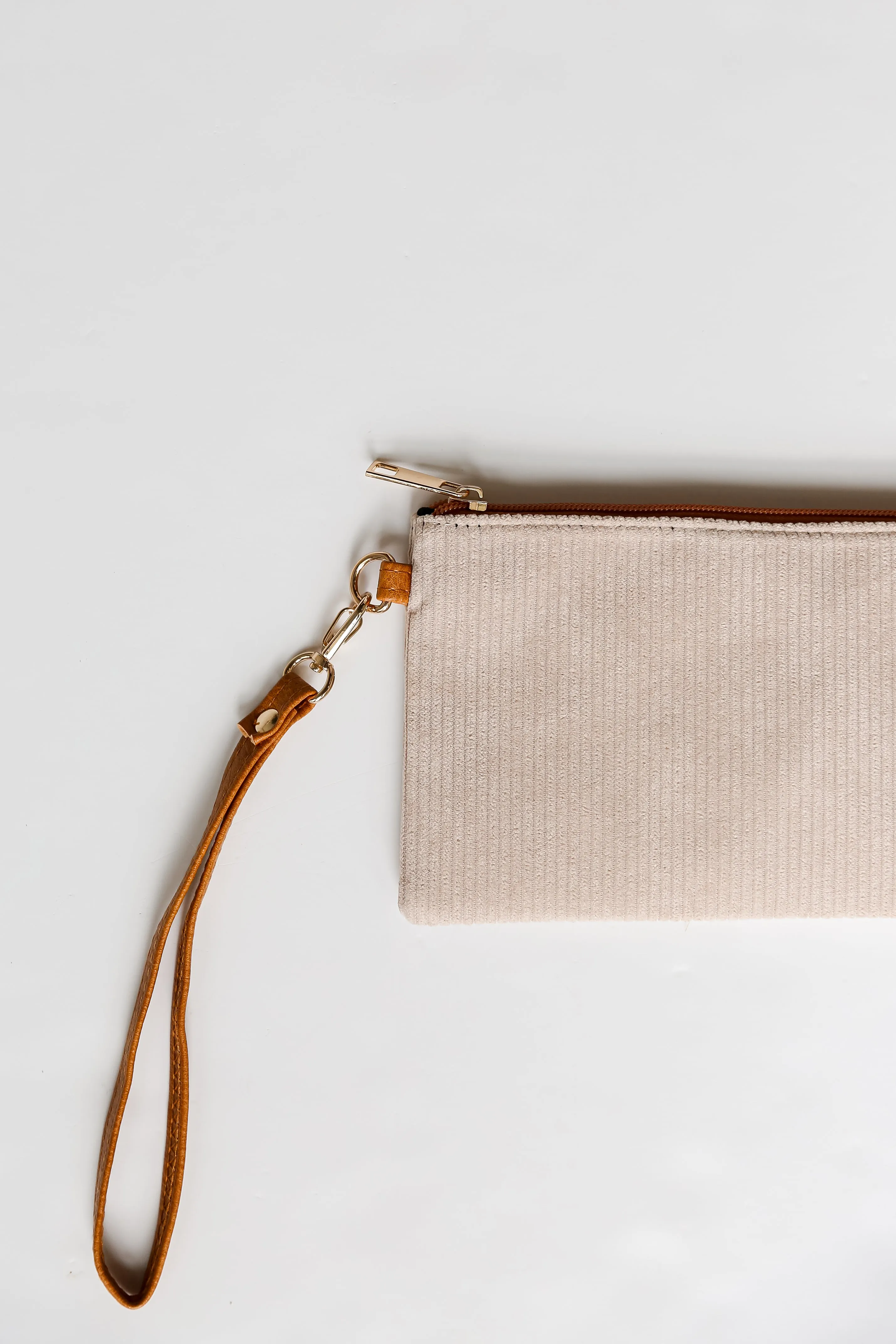 FINAL SALE - Unbelievably Cute Beige Corduroy Wristlet