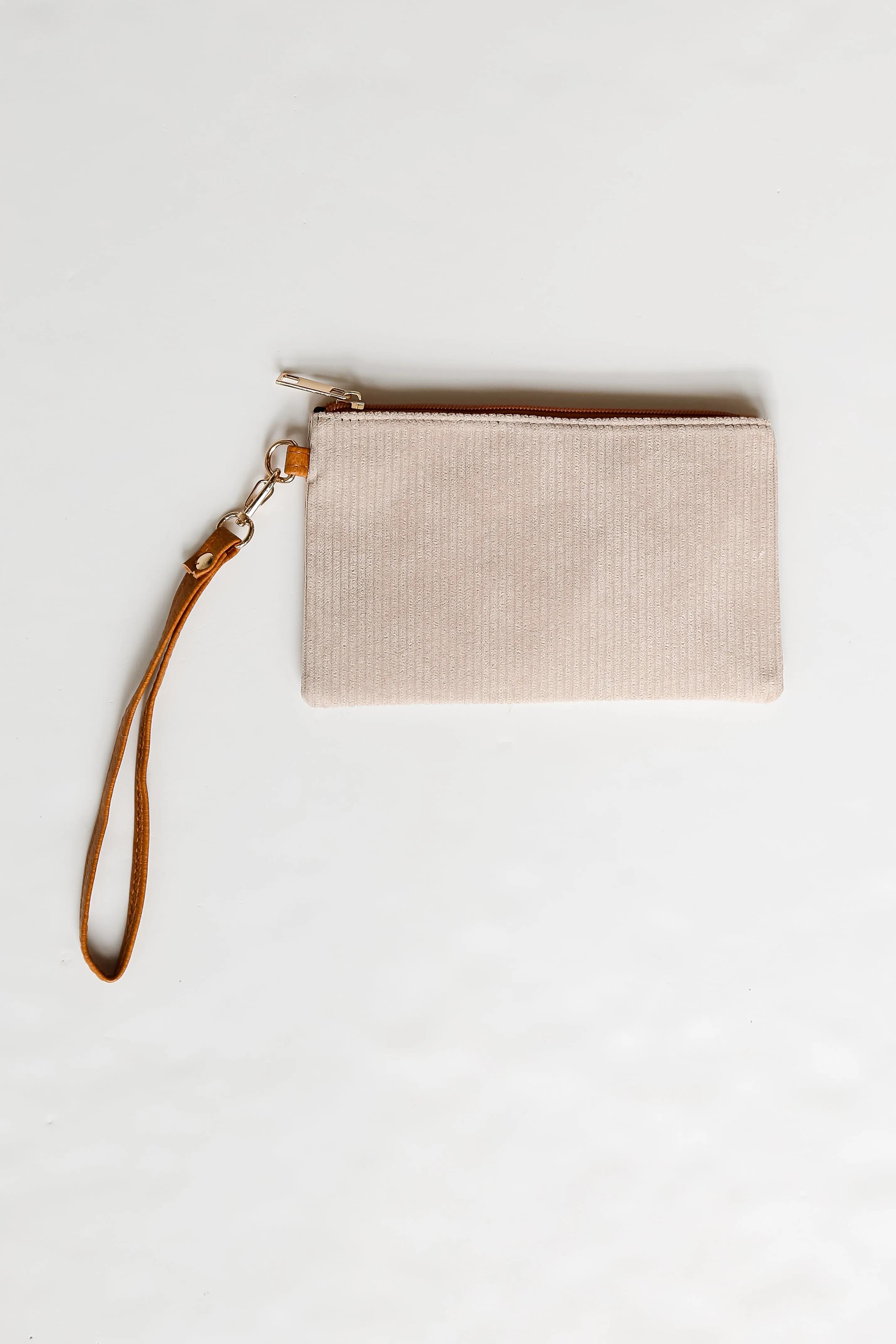 FINAL SALE - Unbelievably Cute Beige Corduroy Wristlet