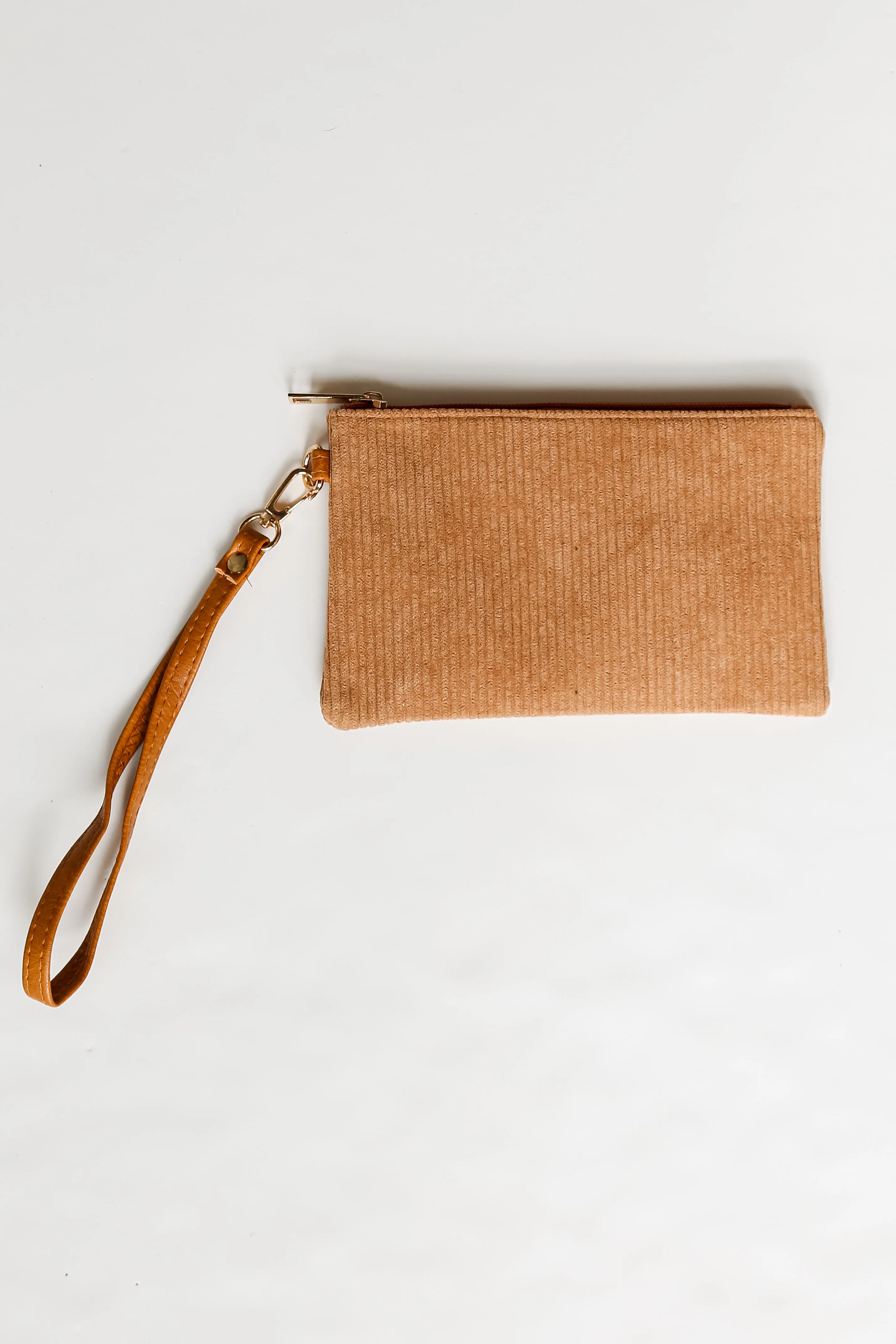 FINAL SALE - Unbelievably Cute Camel Corduroy Wristlet