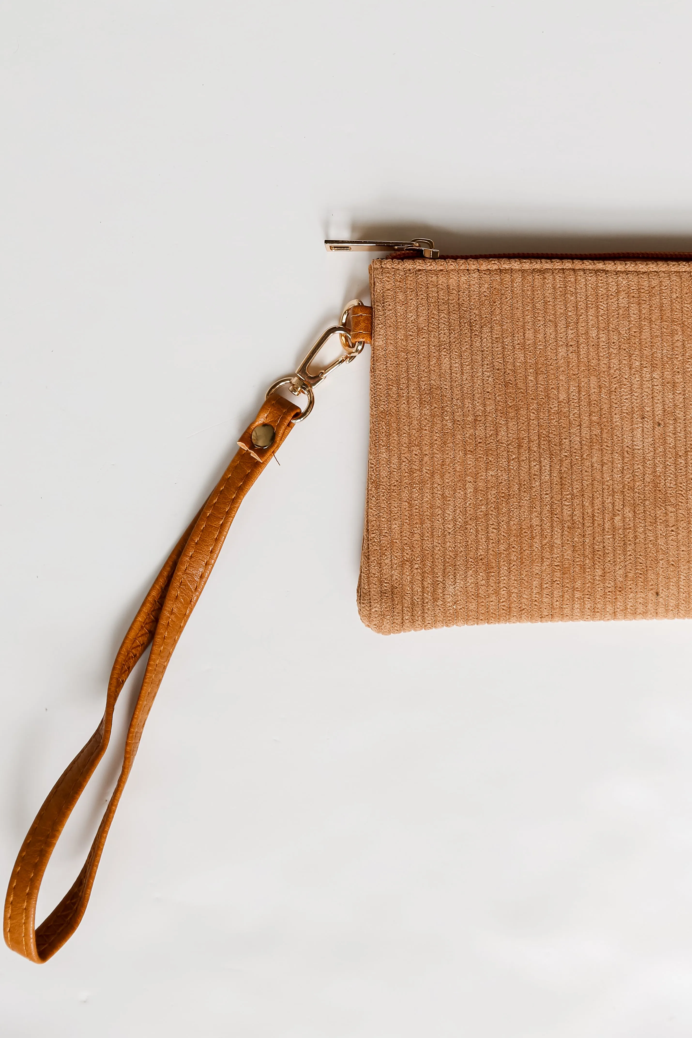 FINAL SALE - Unbelievably Cute Camel Corduroy Wristlet