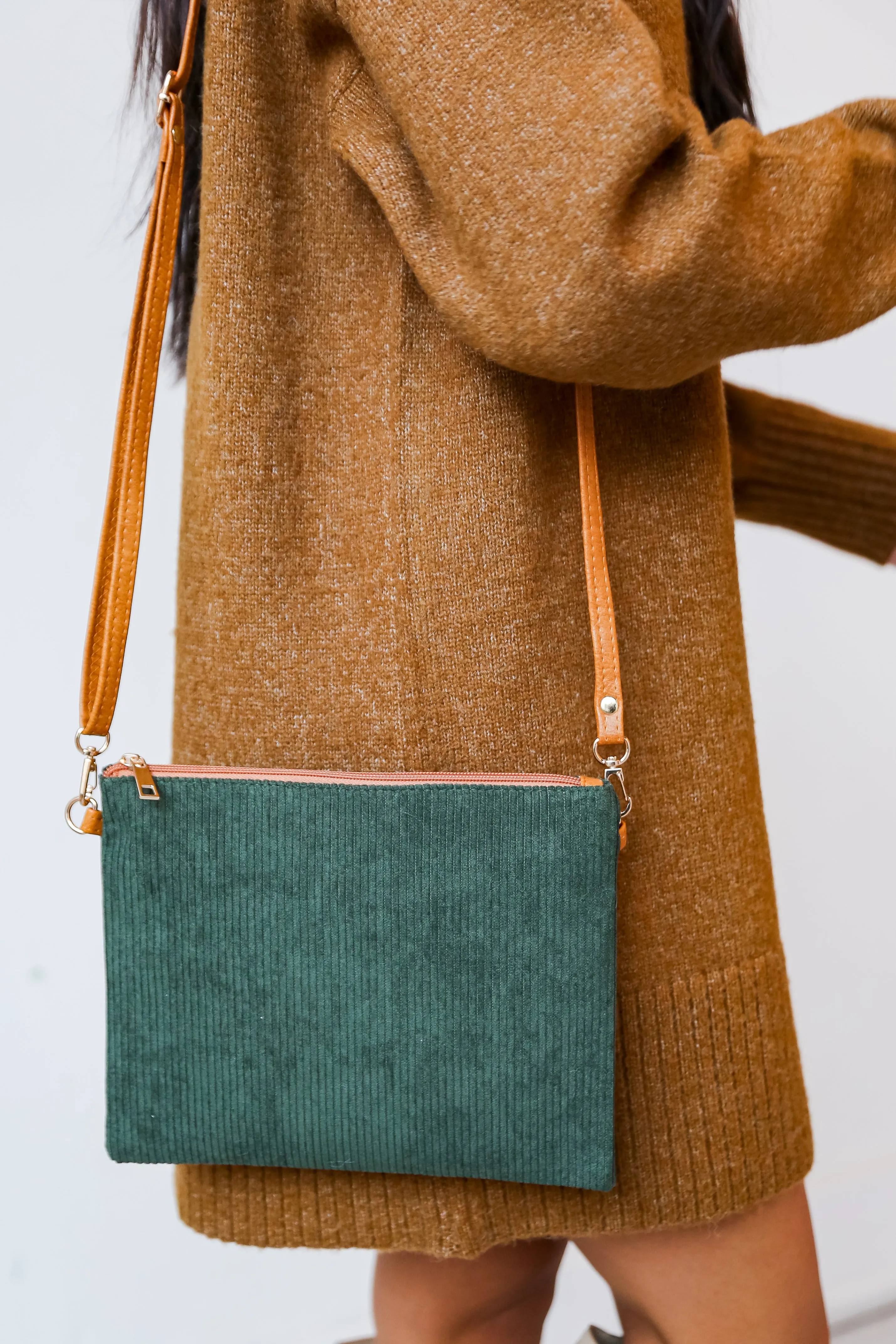 FINAL SALE - Unbelievably Cute Olive Corduroy Crossbody Bag