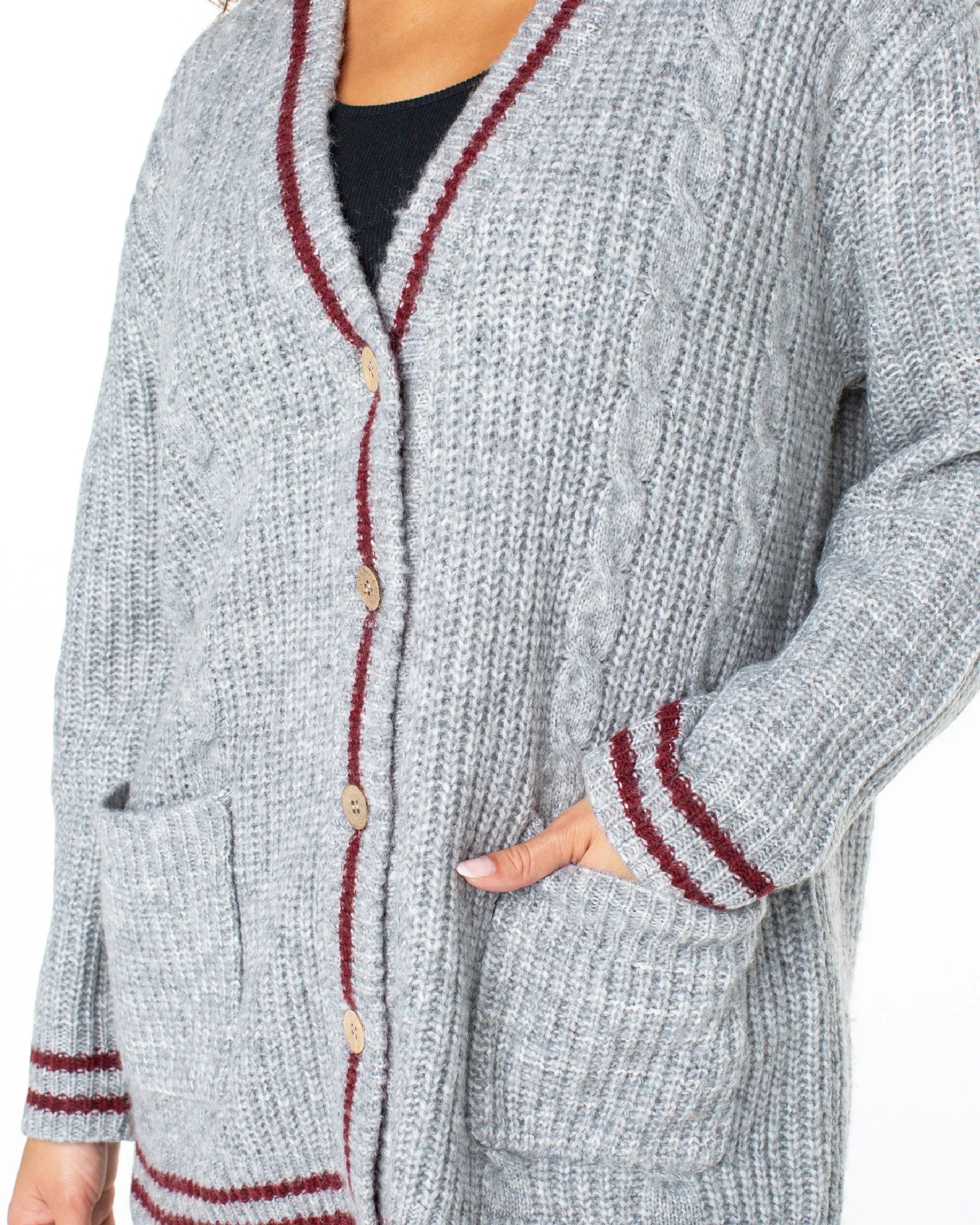 Game Day Long Button Up Cardigan - Heritage Heather