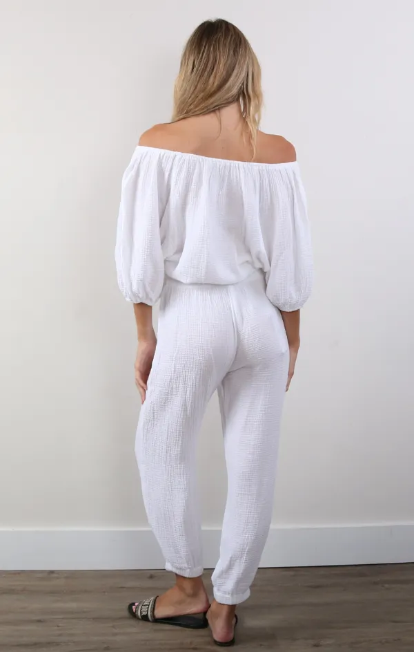 Gauze Beach Pants w Gathered Ankle