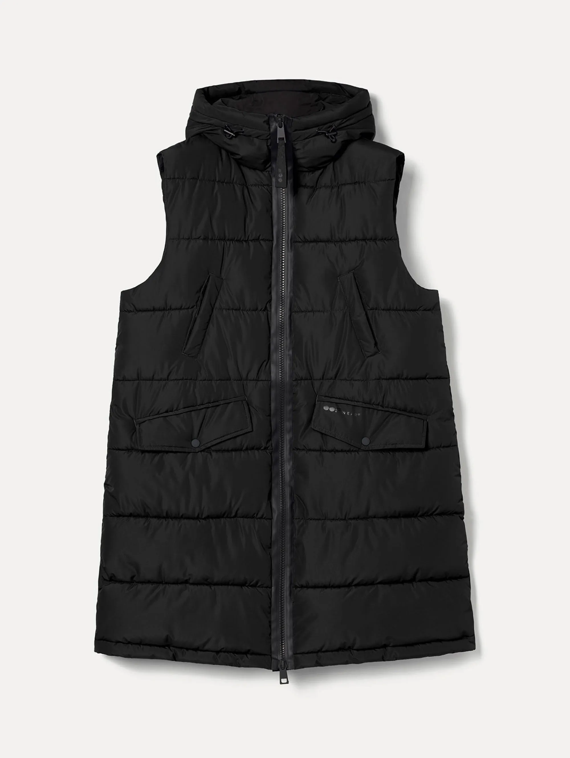 Gilet Imbottito con Cappuccio Nero