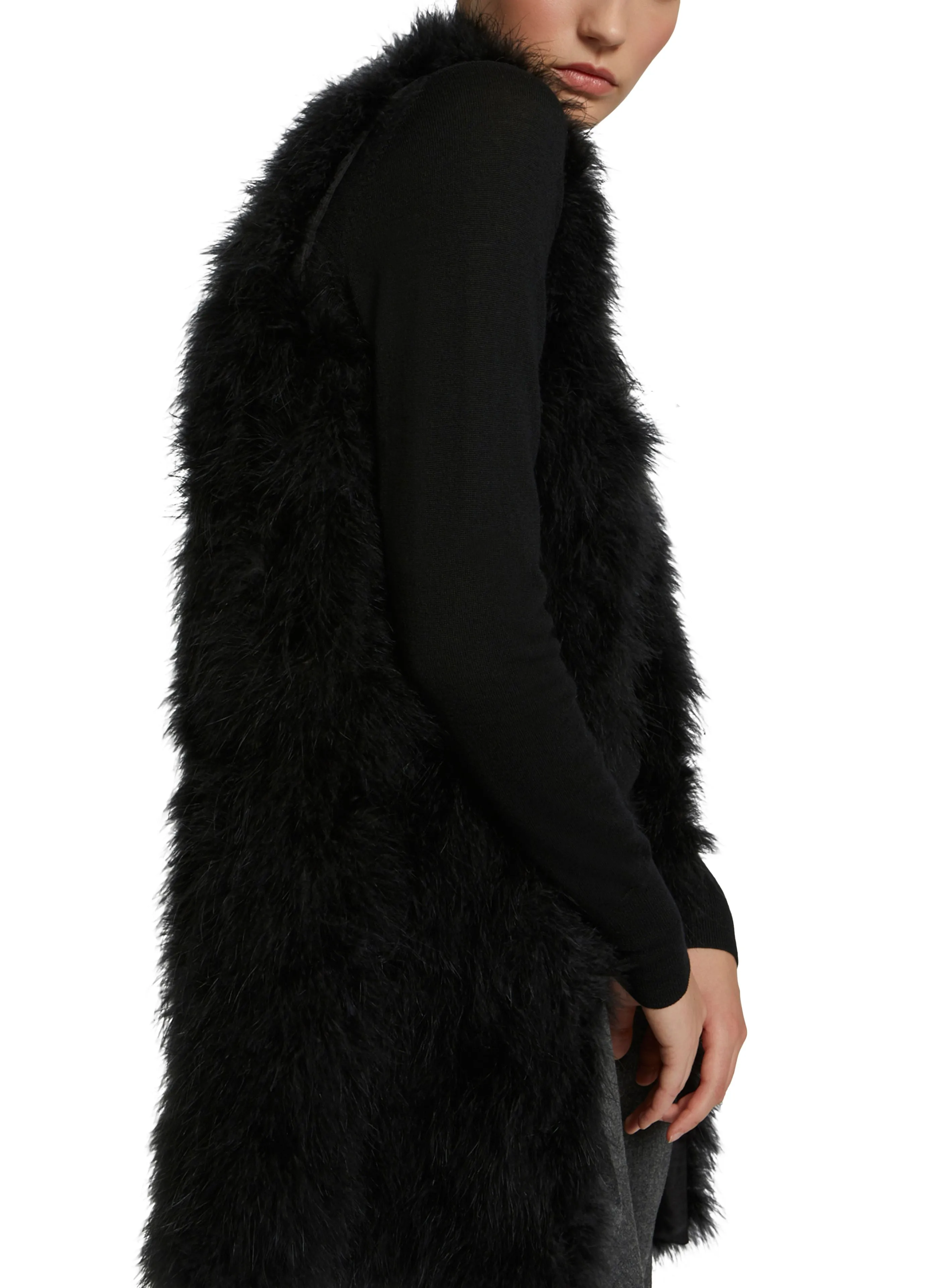 Gilet long en plumes