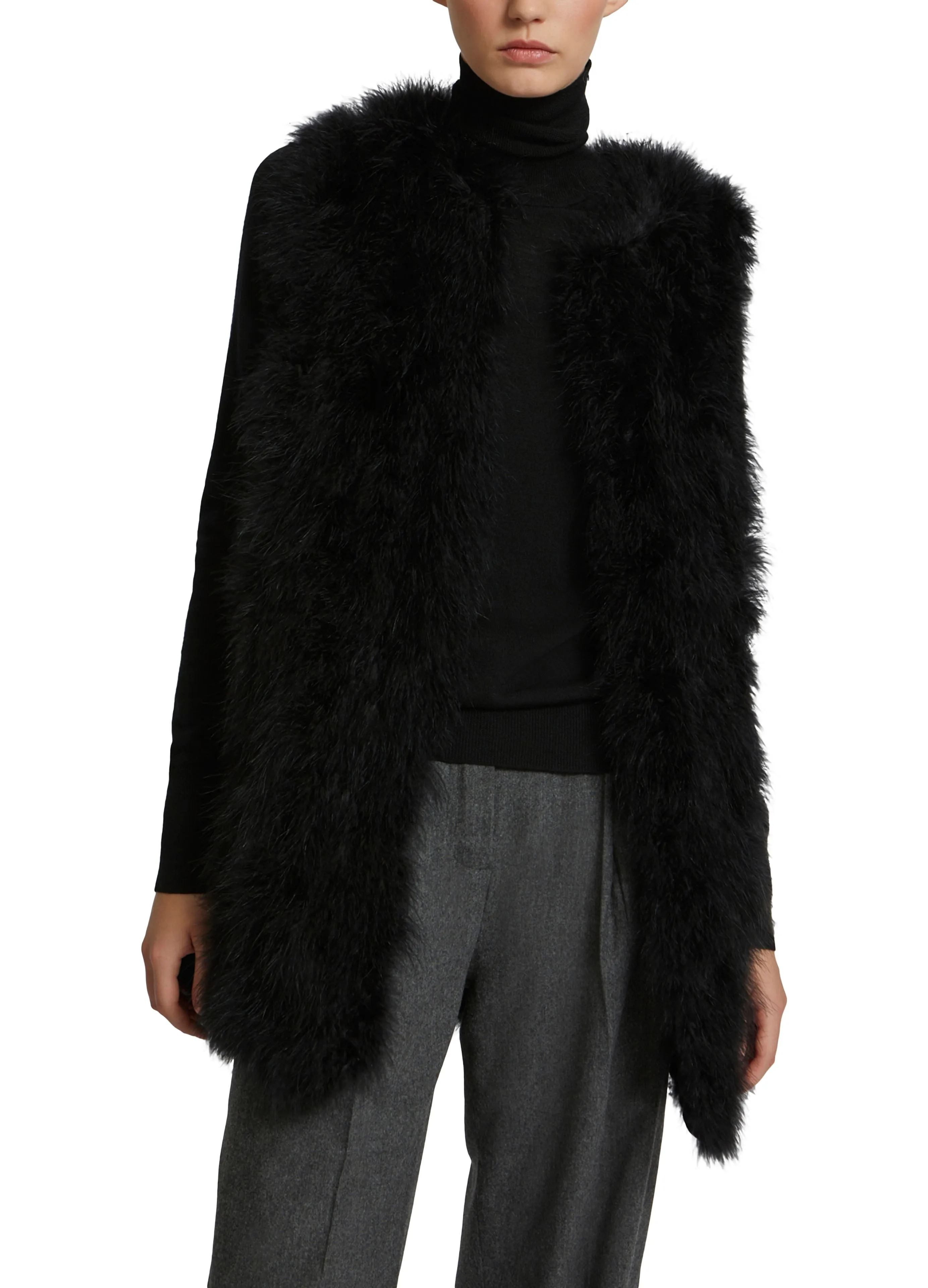 Gilet long en plumes