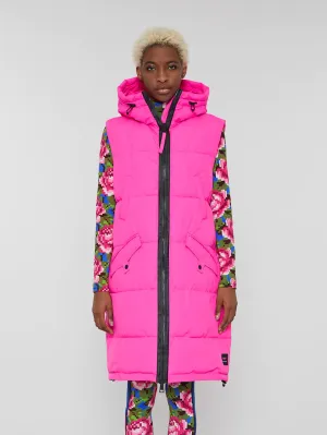 Gilet Lungo Imbottito Fucsia Fluo