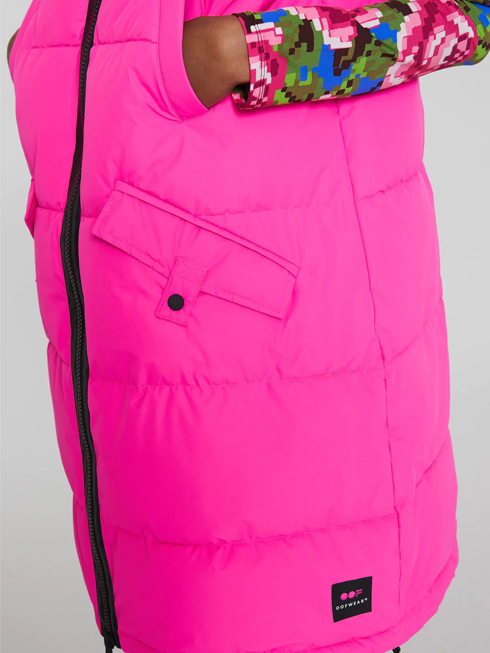 Gilet Lungo Imbottito Fucsia Fluo