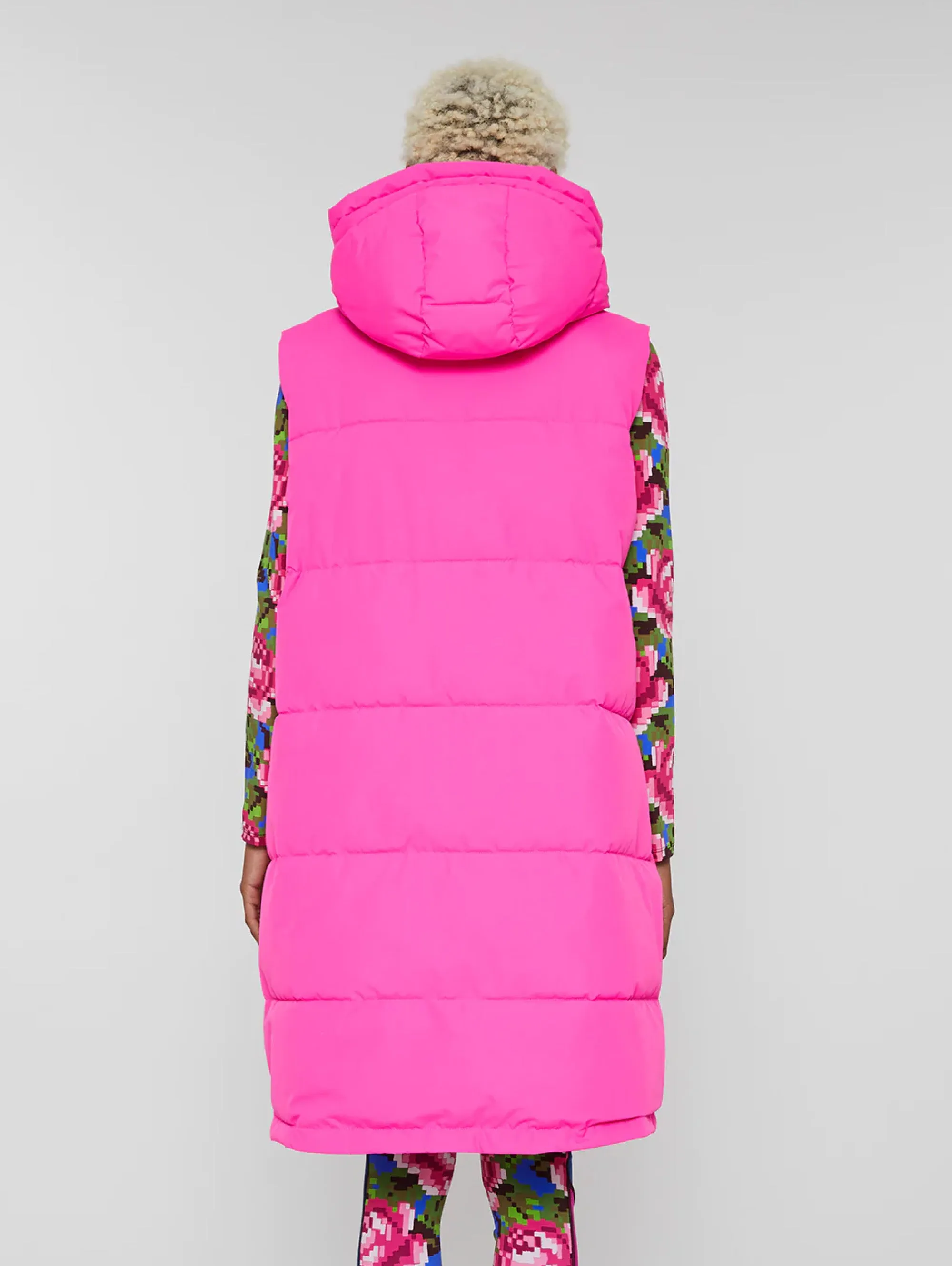 Gilet Lungo Imbottito Fucsia Fluo