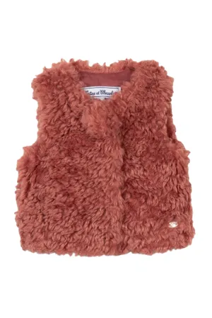 Gilet sans manche - Vieux rose imitation fourrure