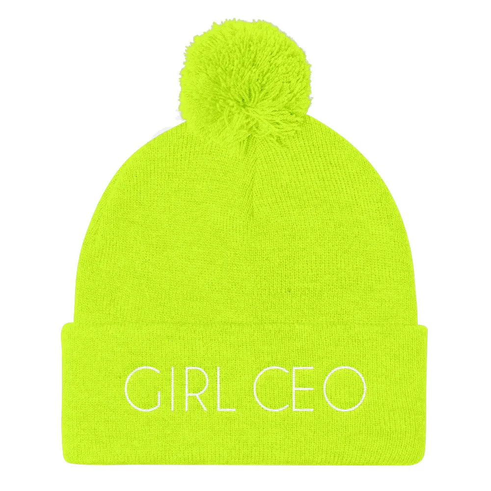 Girl CEO Pom Pom Knit Beanie