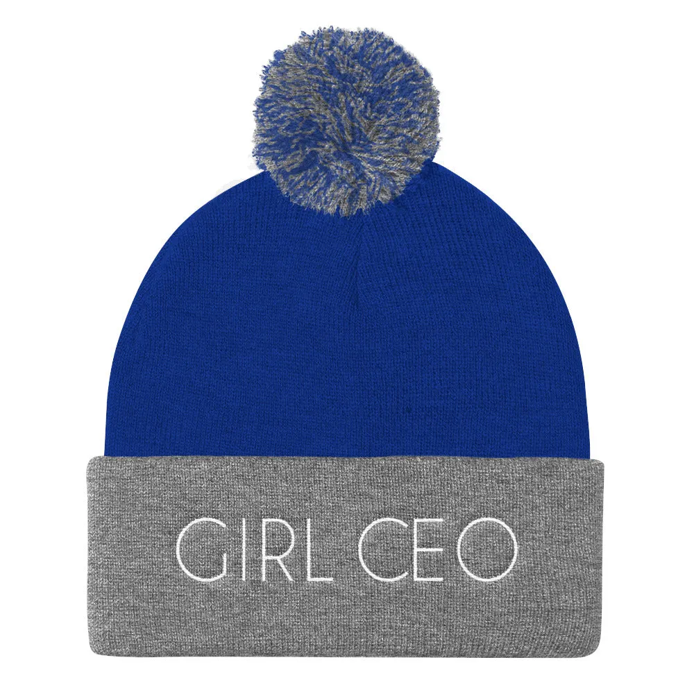 Girl CEO Pom Pom Knit Beanie