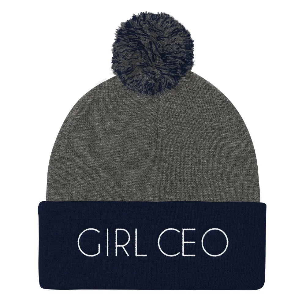 Girl CEO Pom Pom Knit Beanie