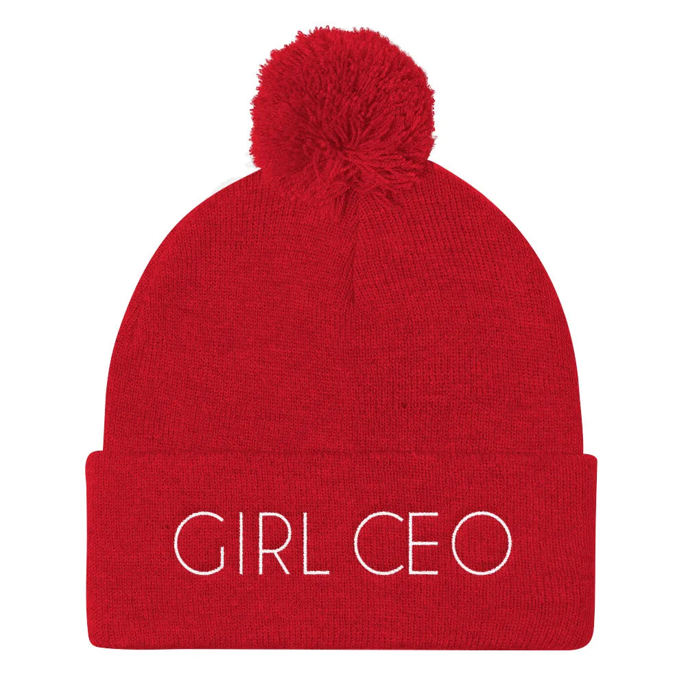 Girl CEO Pom Pom Knit Beanie