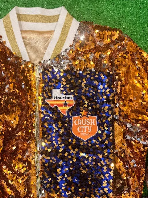 GLEAUX GIRL™ ORIGINAL GAMEDAY™ SEQUIN JACKET  - Navy   Orange