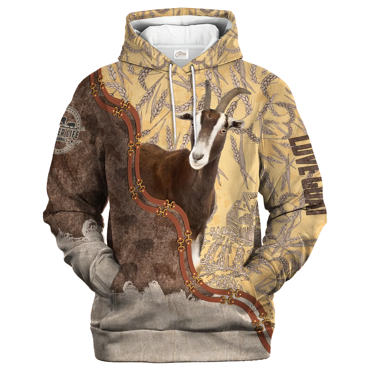 Goat Lovers In Barley Pattern Hoodie