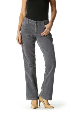 Gray Corduroy Boot Cut Pants