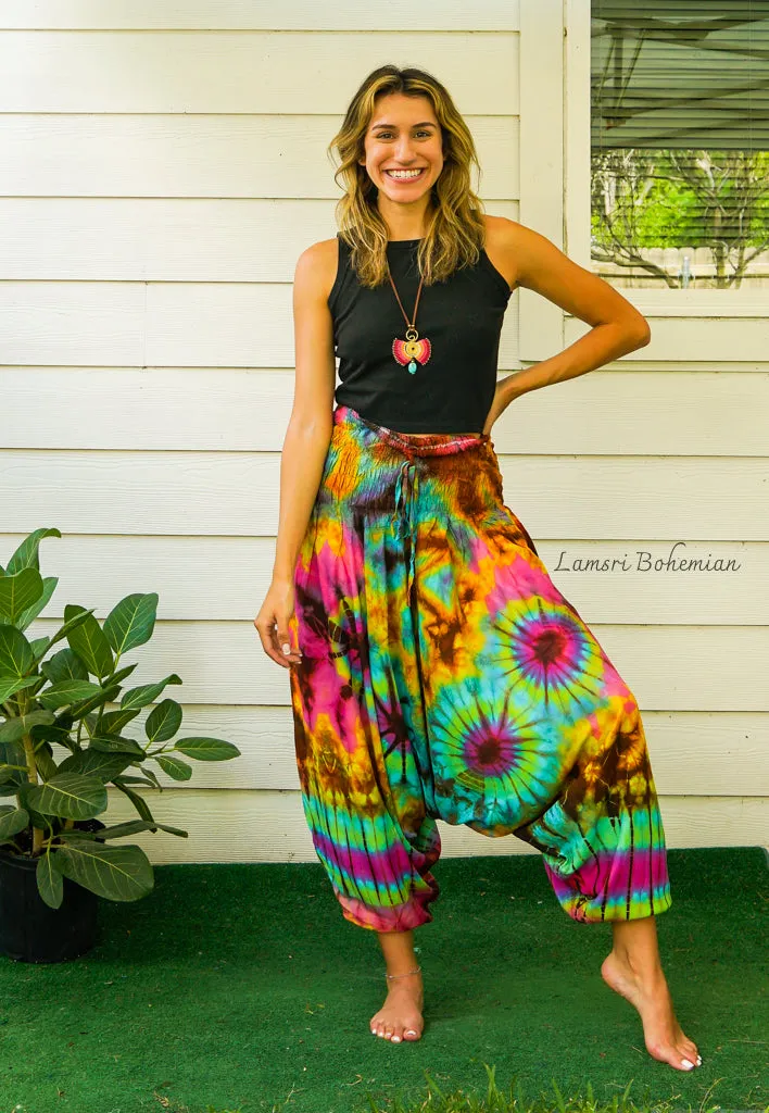 H2831- Hand Dyed Low Cut Hippie Festival Harem Pants