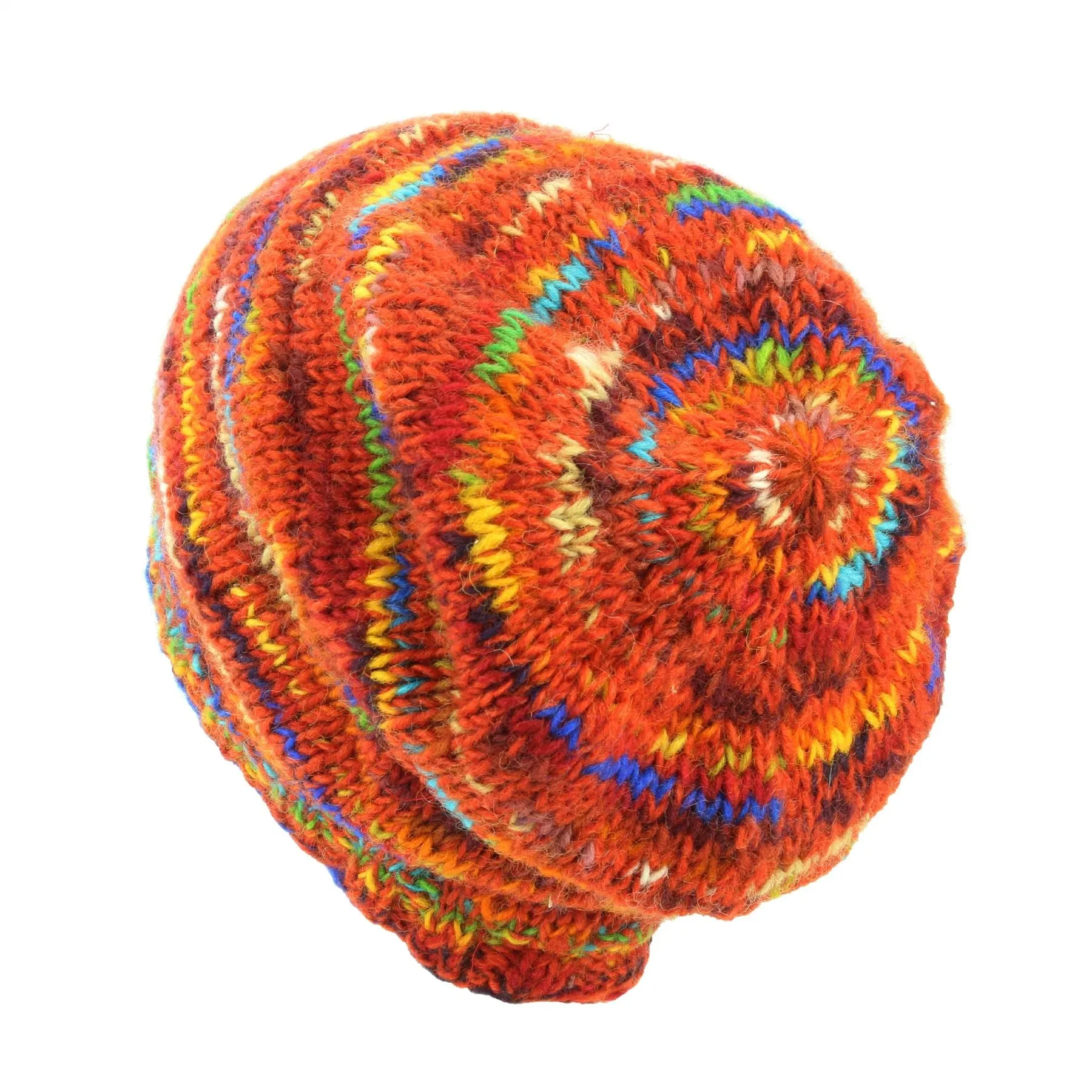 Hand Knitted Baggy Slouch Beanie Hat - SD Bright Red Mix