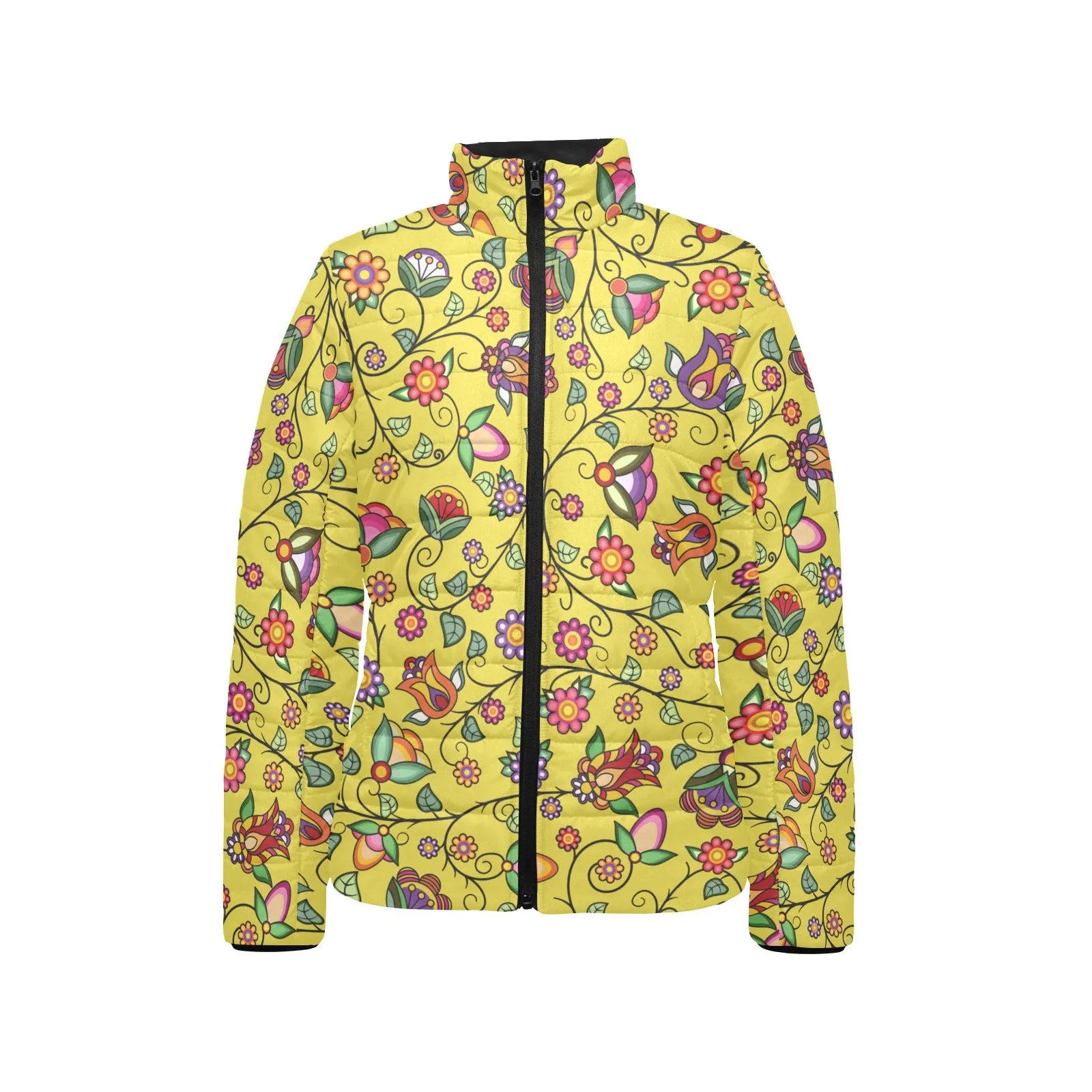 Heartbeat Petals Yellow Women's Padded Jacket