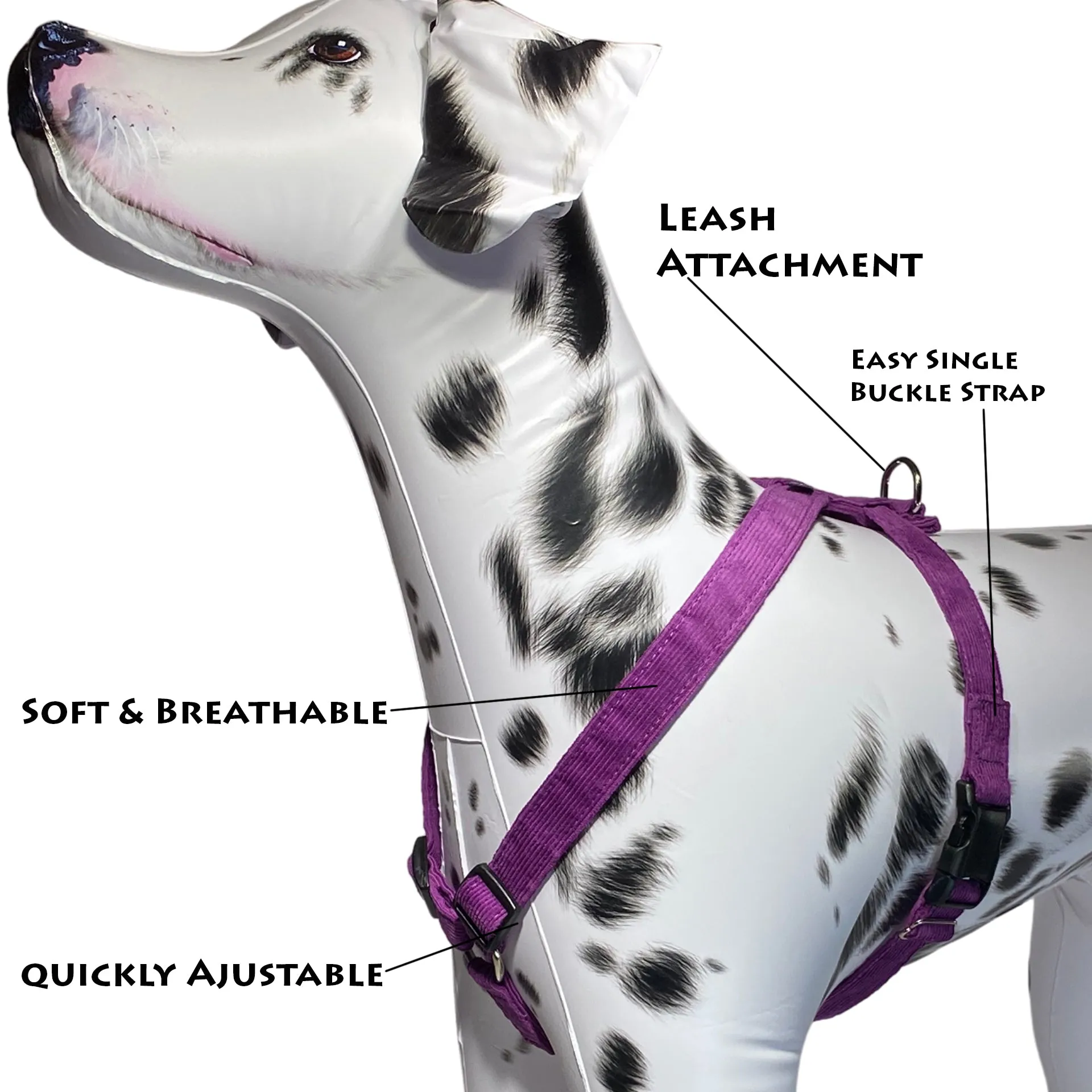 Hemp Dog Harness PLUM  Corduroy