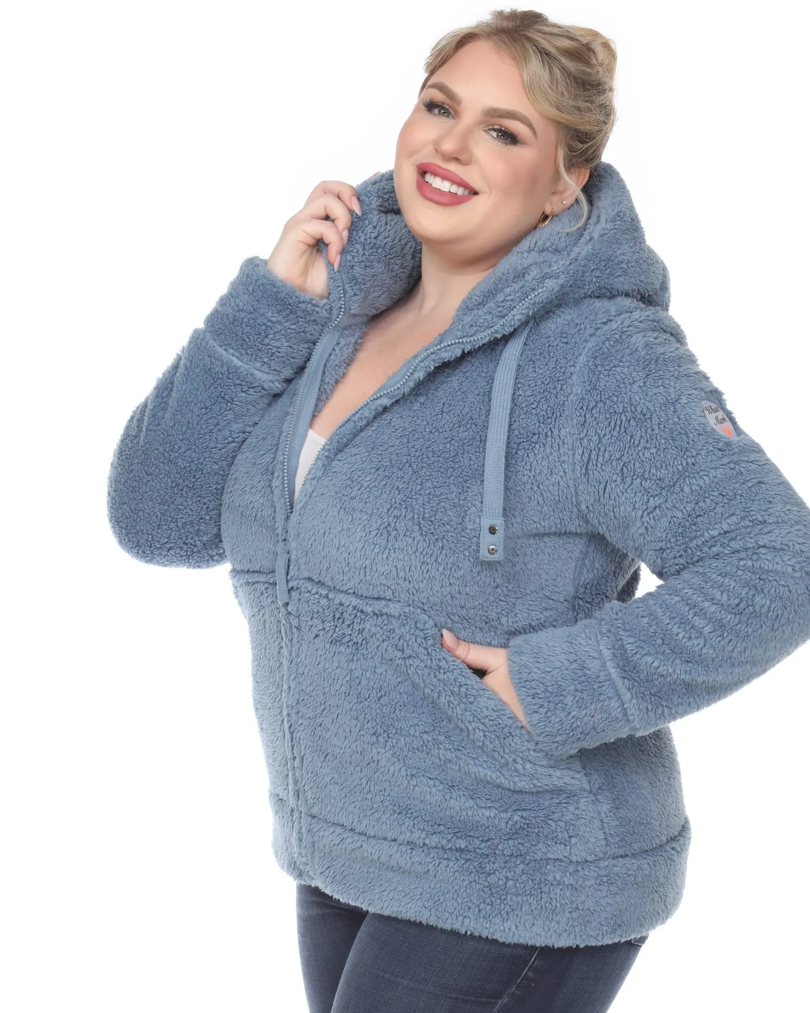 Hooded Sherpa Jacket | Denim Blue