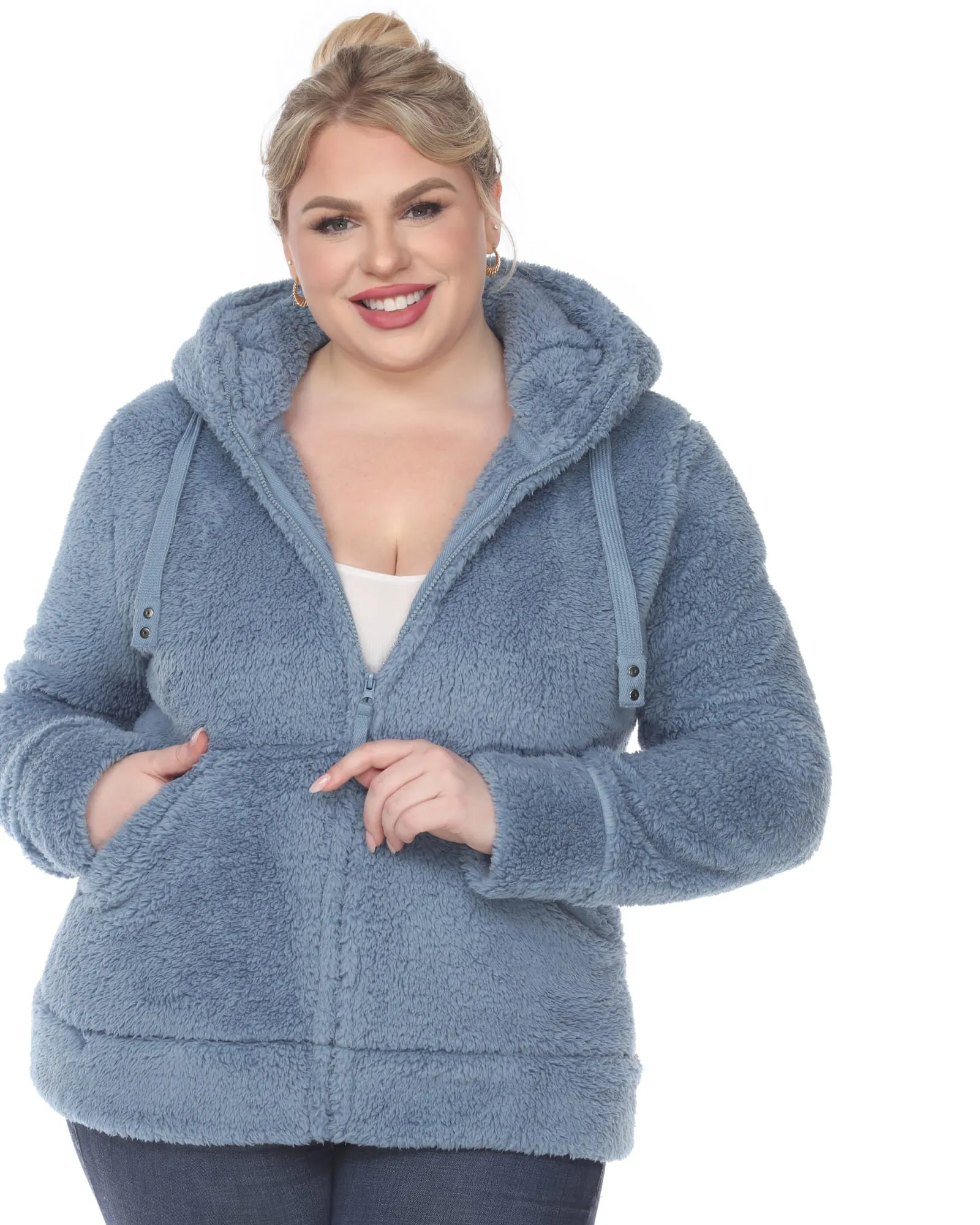 Hooded Sherpa Jacket | Denim Blue