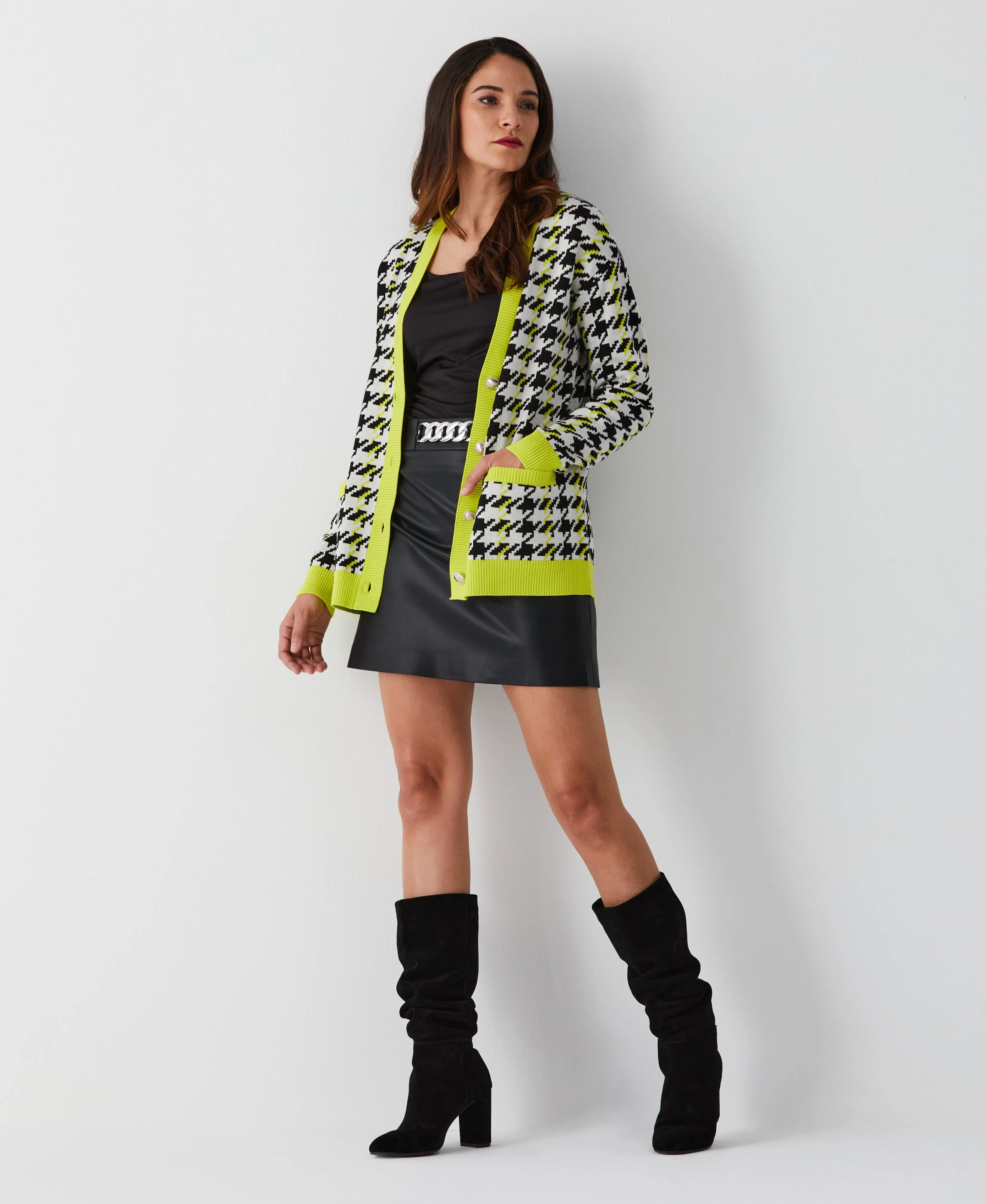 Houndstooth Relaxed Cardigan