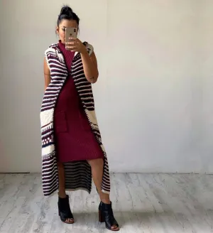 HQ Knit Cardigan Midi w/ Hood | Patterned