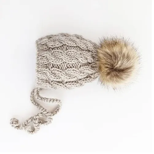 Huggalugs - Aspen Oatmeal Cable Knit Bonnet