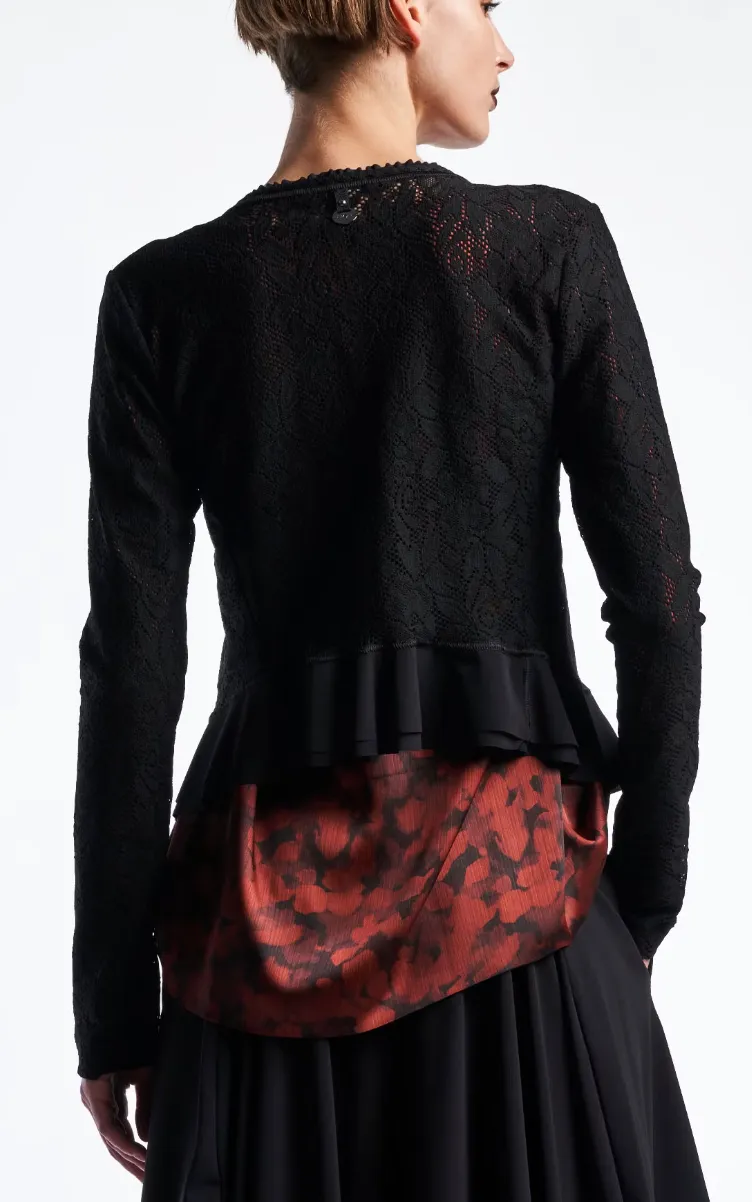 Imagine Black Floral Lace Cardigan