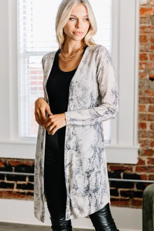 In The Moment Gray Snake Cardigan