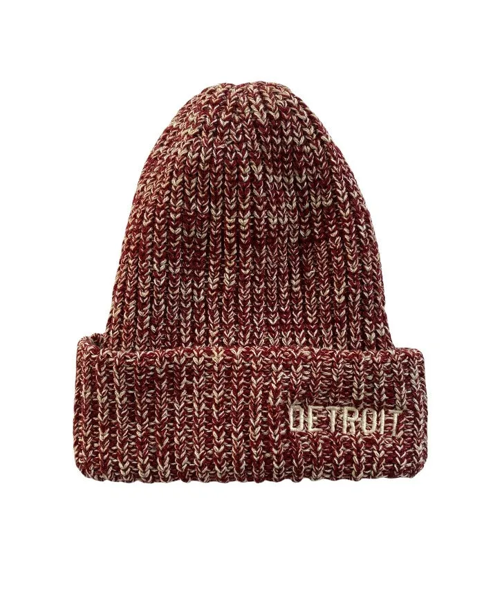 Ink Detroit Basic Detroit Lumberjack Knit Beanie with Cuff - Marled Maroon