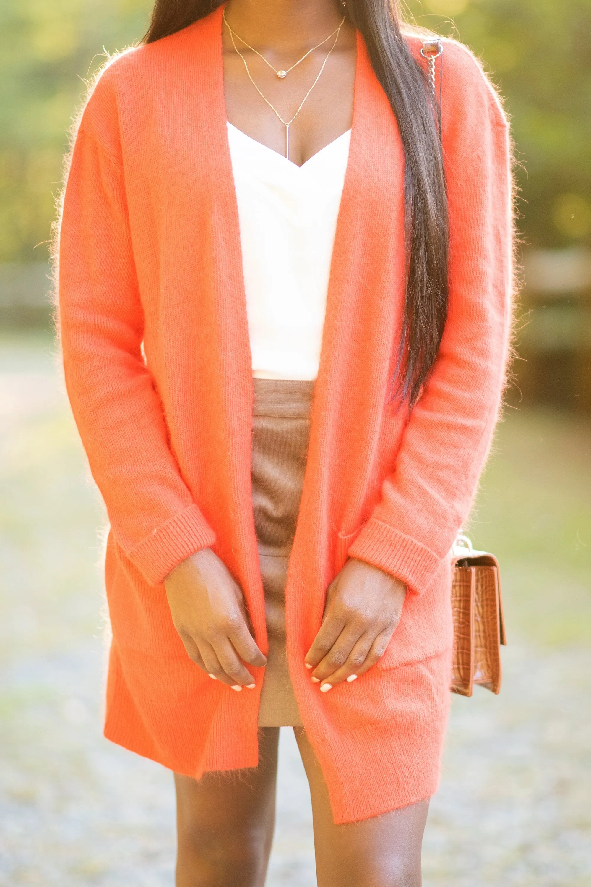 It's All Love Orange Knit Cardigan