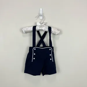 Janie and Jack Navy Blue Sailor Suspender Shorts 0-3 Months