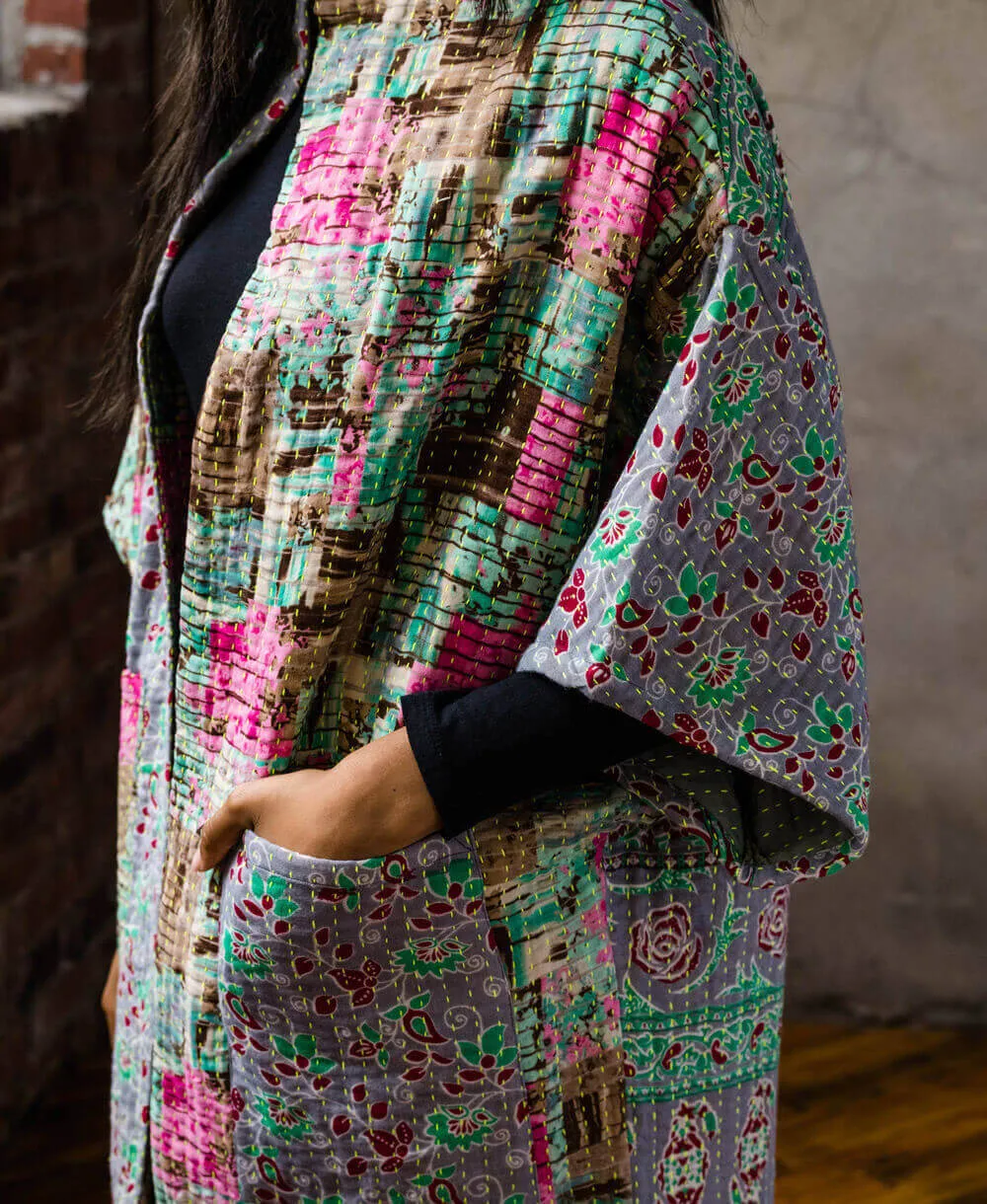 Kantha Cocoon Quilted Jacket - No. 230701 - Small