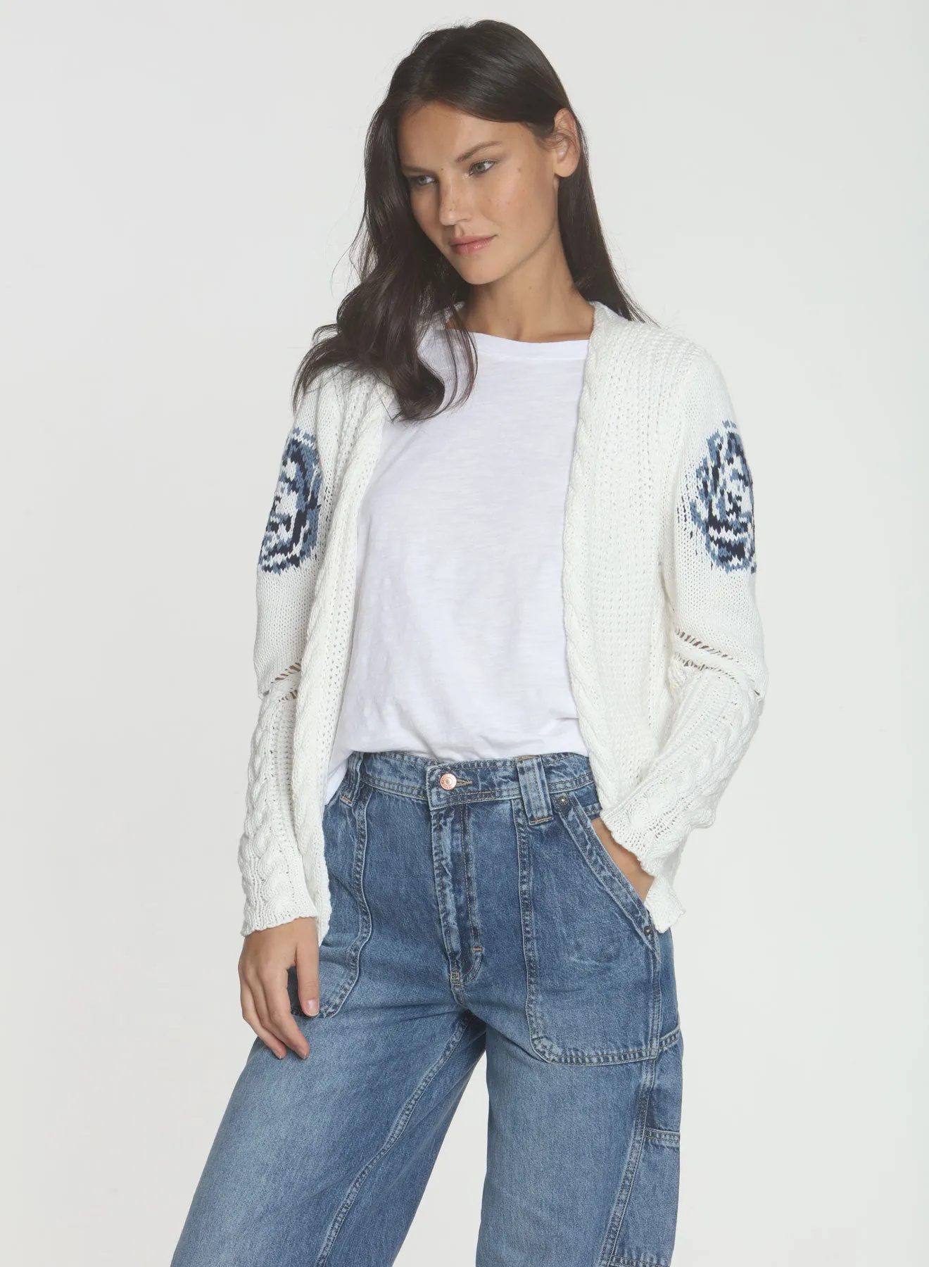 Kendra Cable Cardigan - White