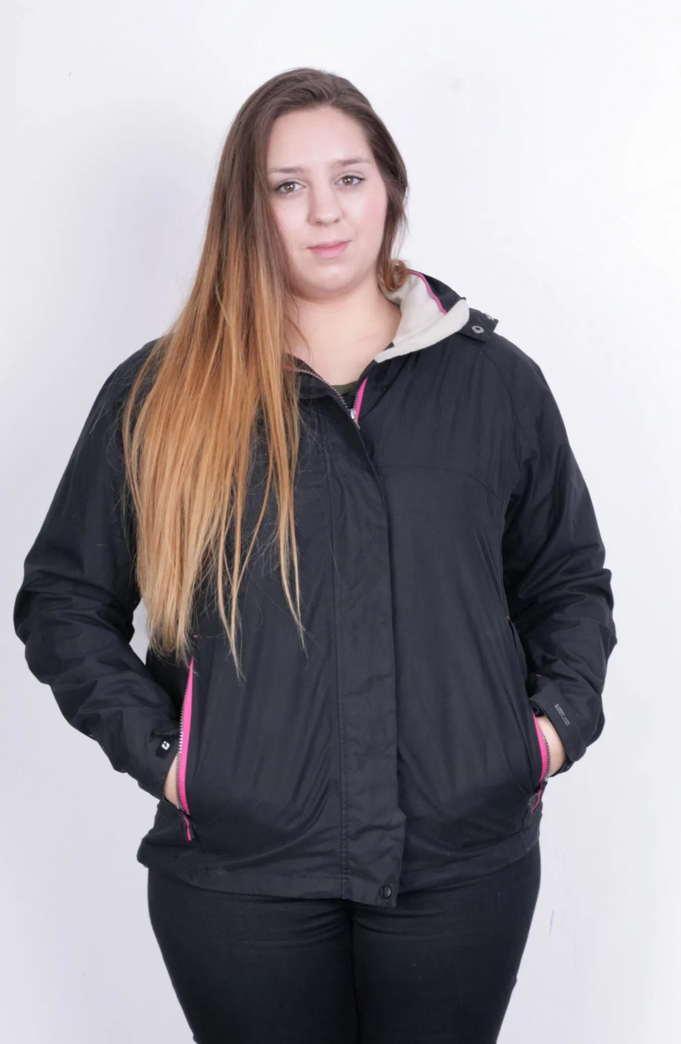 Killtec Womens L 14 Jacket Hood Full Zipper Black Waterproof