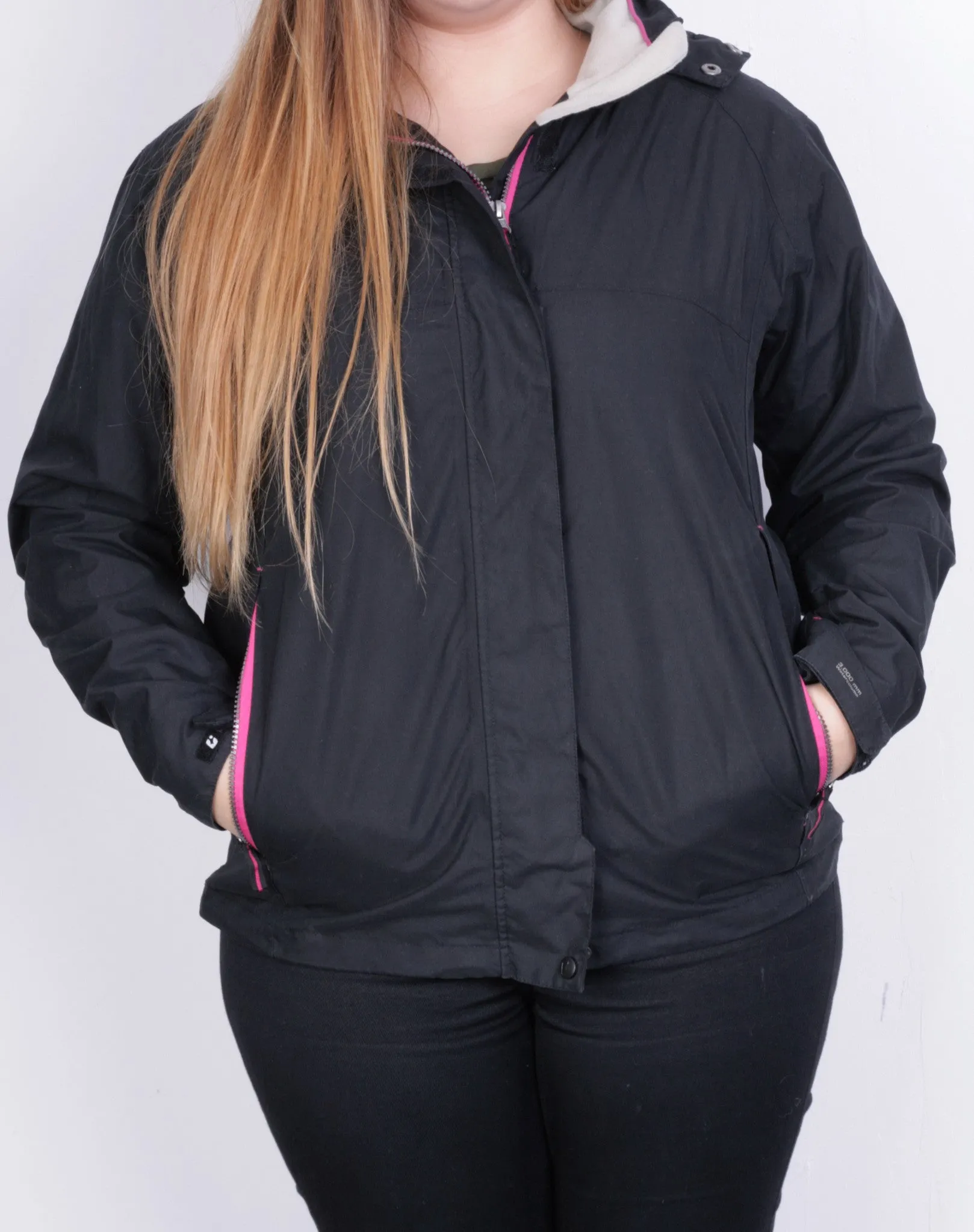 Killtec Womens L 14 Jacket Hood Full Zipper Black Waterproof