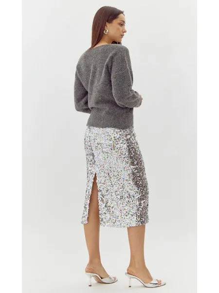 Lacey Sequins Midi Skirt