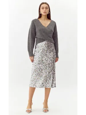 Lacey Sequins Midi Skirt